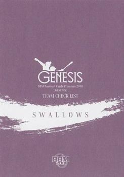 2018 BBM Genesis #CL12 Swallows Checklist Front