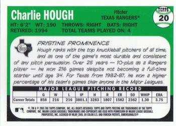 2005 Topps Pristine Legends #20 Charlie Hough Back