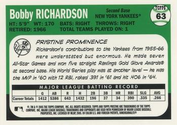 2005 Topps Pristine Legends #63 Bobby Richardson Back