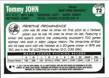2005 Topps Pristine Legends #72 Tommy John Back