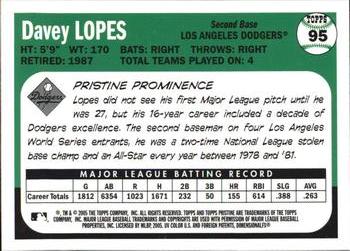 2005 Topps Pristine Legends #95 Davey Lopes Back