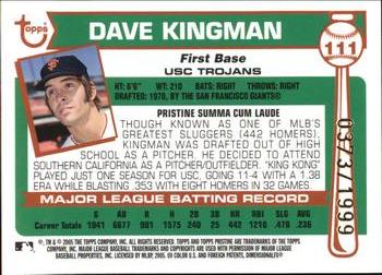 2005 Topps Pristine Legends #111 Dave Kingman Back