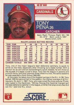 1988 Score - Promos #48 Tony Pena Back