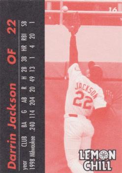 1999 Lemon Chill Chicago White Sox #16 Darrin Jackson Back