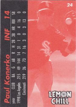 1999 Lemon Chill Chicago White Sox #24 Paul Konerko Back