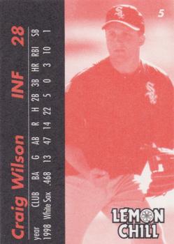 1999 Lemon Chill Chicago White Sox #5 Craig Wilson Back