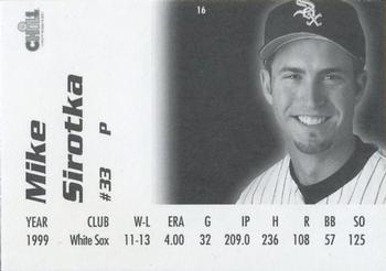 2000 Lemon Chill Chicago White Sox #16 Mike Sirotka Back