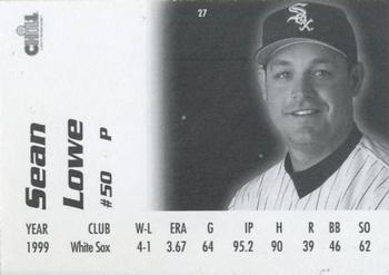 2000 Lemon Chill Chicago White Sox #27 Sean Lowe Back