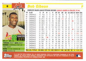 2005 Topps Retired Signature Edition #6 Bob Gibson Back