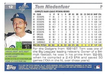 2005 Topps Retired Signature Edition #12 Tom Niedenfuer Back