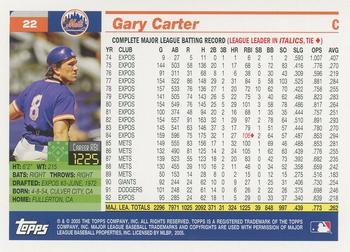 2005 Topps Retired Signature Edition #22 Gary Carter Back
