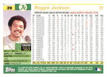 2005 Topps Retired Signature Edition #39 Reggie Jackson Back
