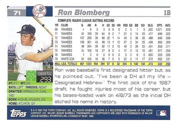 2005 Topps Retired Signature Edition #71 Ron Blomberg Back