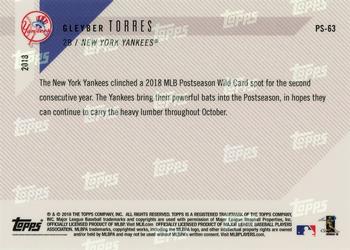 2018 Topps Now Postseason New York Yankees #PS-63 Gleyber Torres Back