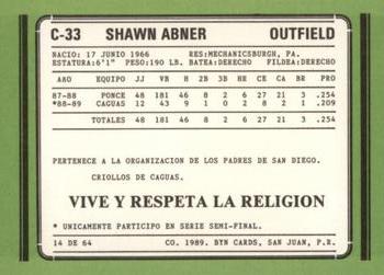 1988-89 BYN Puerto Rico Winter League Update #14 Shawn Abner Back