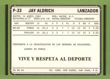 1988-89 BYN Puerto Rico Winter League Update #30 Jay Aldrich Back