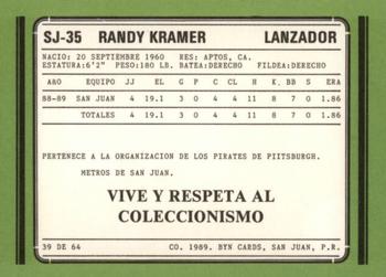 1988-89 BYN Puerto Rico Winter League Update #39 Randy Kramer Back