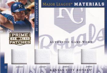 2005 Donruss Prime Patches - Major League Materials Quad Swatch #MLM-45 Juan Gonzalez Front