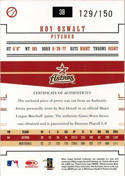 2005 Donruss Prime Patches - Materials Jersey #38 Roy Oswalt Back