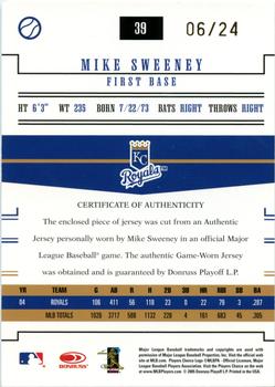 2005 Donruss Prime Patches - Materials Name Plate Patch #39 Mike Sweeney Back