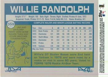2005 Topps Rookie Cup - Reprints #36 Willie Randolph Back