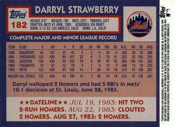 2005 Topps Rookie Cup - Reprints #51 Darryl Strawberry Back