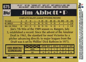 2005 Topps Rookie Cup - Reprints #72 Jim Abbott Back