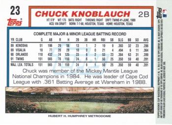 2005 Topps Rookie Cup - Reprints #76 Chuck Knoblauch Back