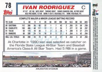 2005 Topps Rookie Cup - Reprints #79 Ivan Rodriguez Back