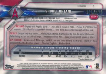2018 Bowman Chrome - Refractor #1 Shohei Ohtani Back