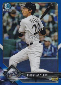 2018 Bowman Chrome - Blue Refractor #13 Christian Yelich Front