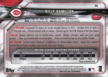 2018 Bowman Chrome - Orange Refractor #39 Billy Hamilton Back