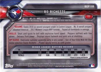 2018 Bowman Chrome - Prospects #BCP199 Bo Bichette Back