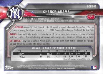 2018 Bowman Chrome - Prospects #BCP208 Chance Adams Back