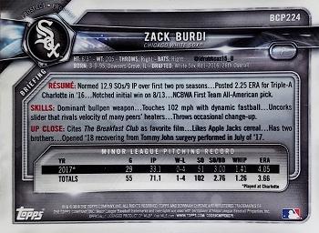 2018 Bowman Chrome - Prospects #BCP224 Zack Burdi Back