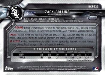2018 Bowman Chrome - Prospects #BCP230 Zack Collins Back