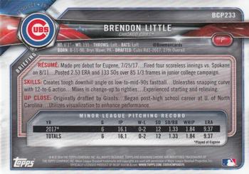 2018 Bowman Chrome - Prospects #BCP233 Brendon Little Back