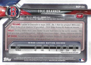 2018 Bowman Chrome - Prospects Refractor #BCP154 Cole Brannen Back