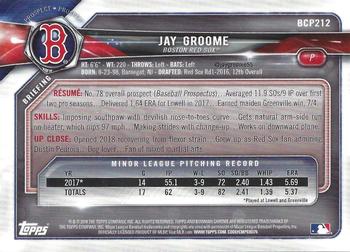 2018 Bowman Chrome - Prospects Blue Refractor #BCP212 Jay Groome Back