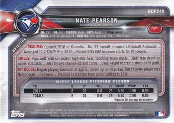 2018 Bowman Chrome - Prospects Blue Refractor #BCP249 Nate Pearson Back