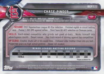 2018 Bowman Chrome - Prospects Green Shimmer Refractor #BCP222 Chase Pinder Back