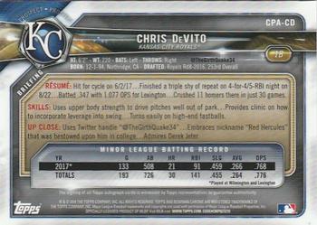 2018 Bowman Chrome - Prospects Autographs #CPA-CD Chris DeVito Back