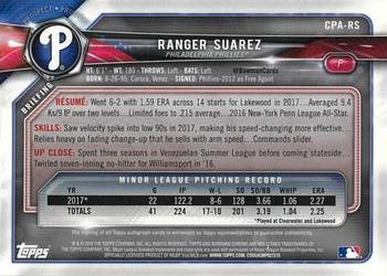 2018 Bowman Chrome - Prospects Autographs #CPA-RS Ranger Suarez Back