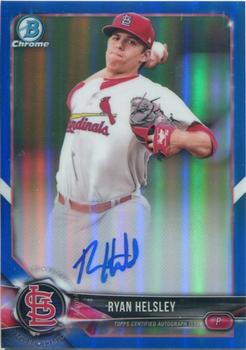 2018 Bowman Chrome - Prospects Autographs Blue Refractor #CPA-RH Ryan Helsley Front