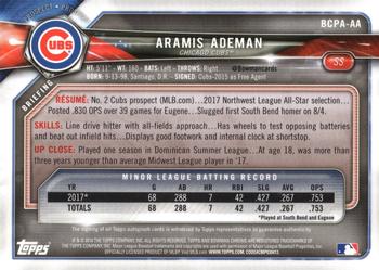 2018 Bowman Chrome - Prospects Autographs Green Refractor #BCPA-AA Aramis Ademan Back