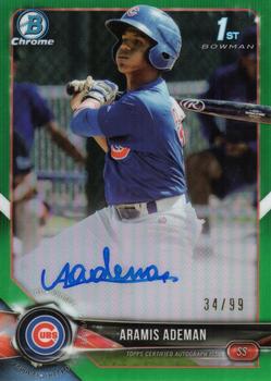 2018 Bowman Chrome - Prospects Autographs Green Refractor #BCPA-AA Aramis Ademan Front