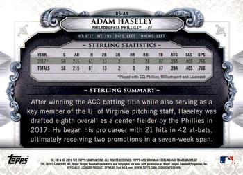 2018 Bowman Chrome - Bowman Sterling Continuity #BS-AH Adam Haseley Back