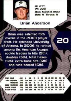 2007 Charlotte Knights Team Issue #1 Brian Anderson Back