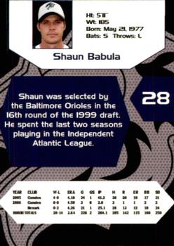 2007 Charlotte Knights Team Issue #2 Shaun Babula Back