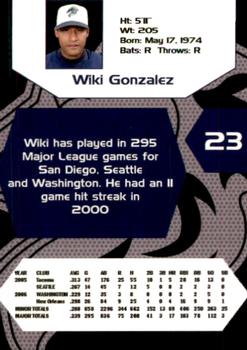 2007 Charlotte Knights Team Issue #11 Wiki Gonzalez Back